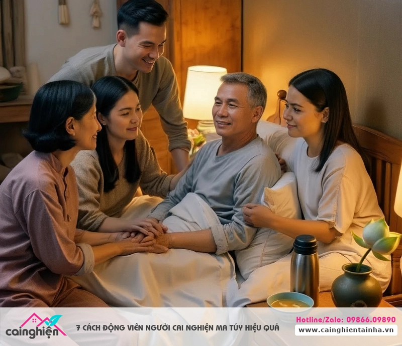 Động viên chăm sóc người cai nghiện ma túy rất quan trọng, giúp bệnh nhân cai nghiện thành công.